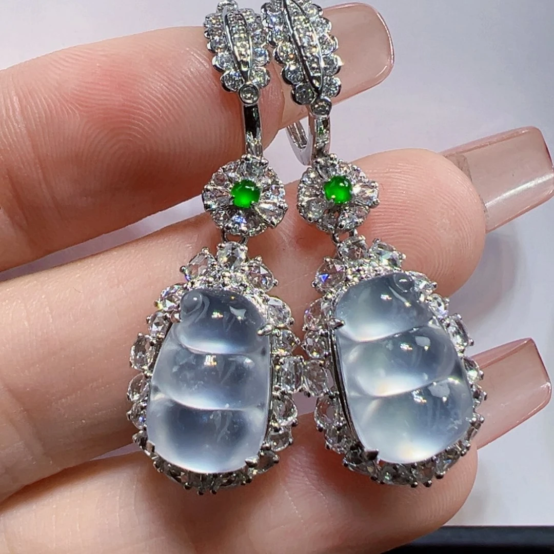 翡翠耳饰18K金镶嵌耳坠