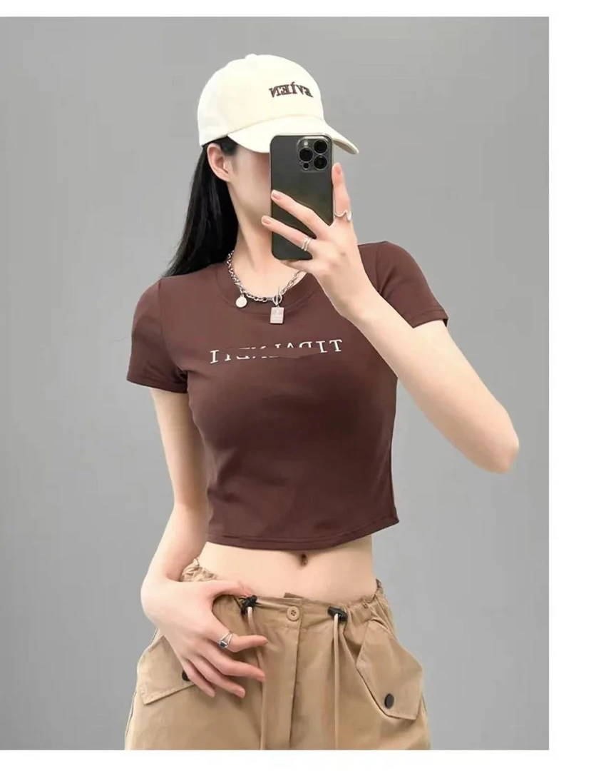 【意法-潮搭T•N】NN1247-时尚女装设计感T恤ins修身百搭高腰高腰