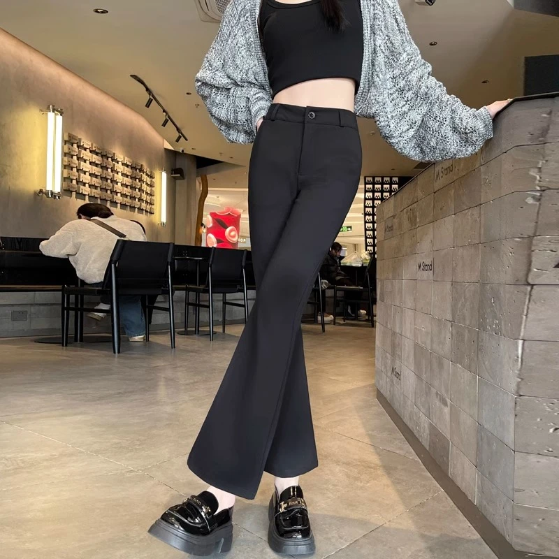 夏日元气bi备~微喇裤女2025新西装喇叭裤小个子八分裤休闲西装裤