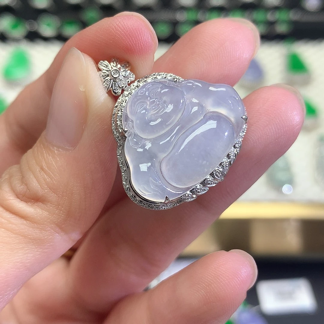 吊坠(不含链)18K金镶嵌翡翠