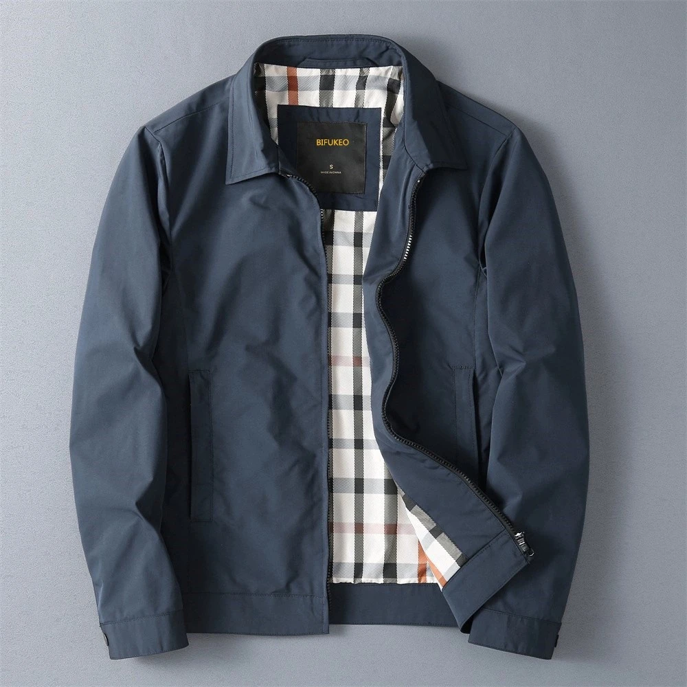 春秋季新款男装中青年男士翻领休闲行政夹克外套领导商务男装