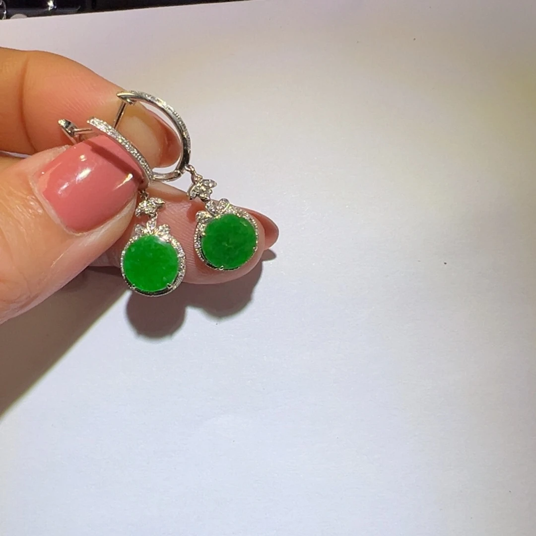 翡翠颈饰18K金镶嵌耳环