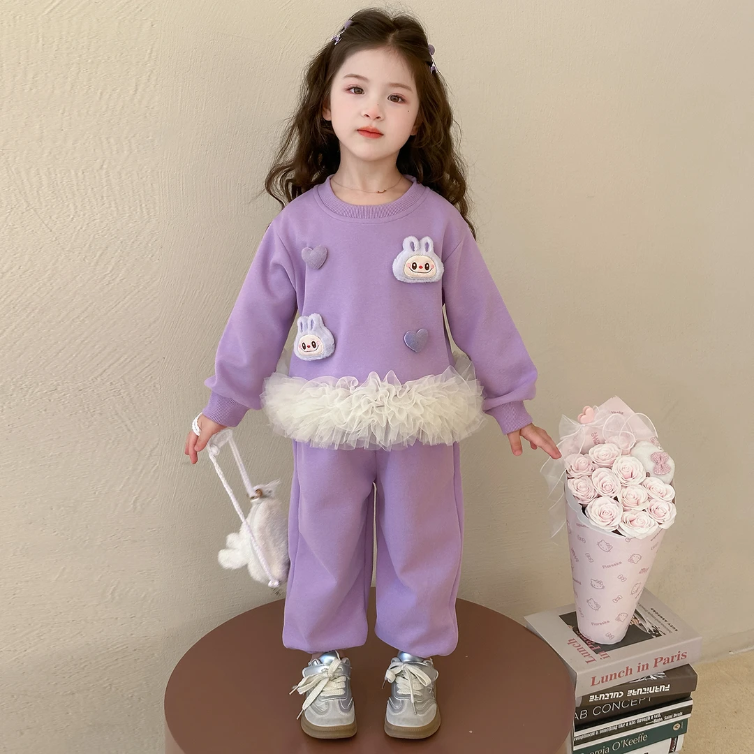 拉布布女童套装玩偶秋季长袖卫衣2025新款儿童女孩labubu春秋衣服
