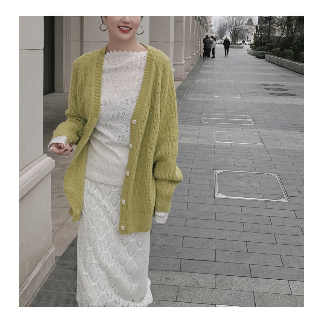 MICRO MORE V领针织大开衫