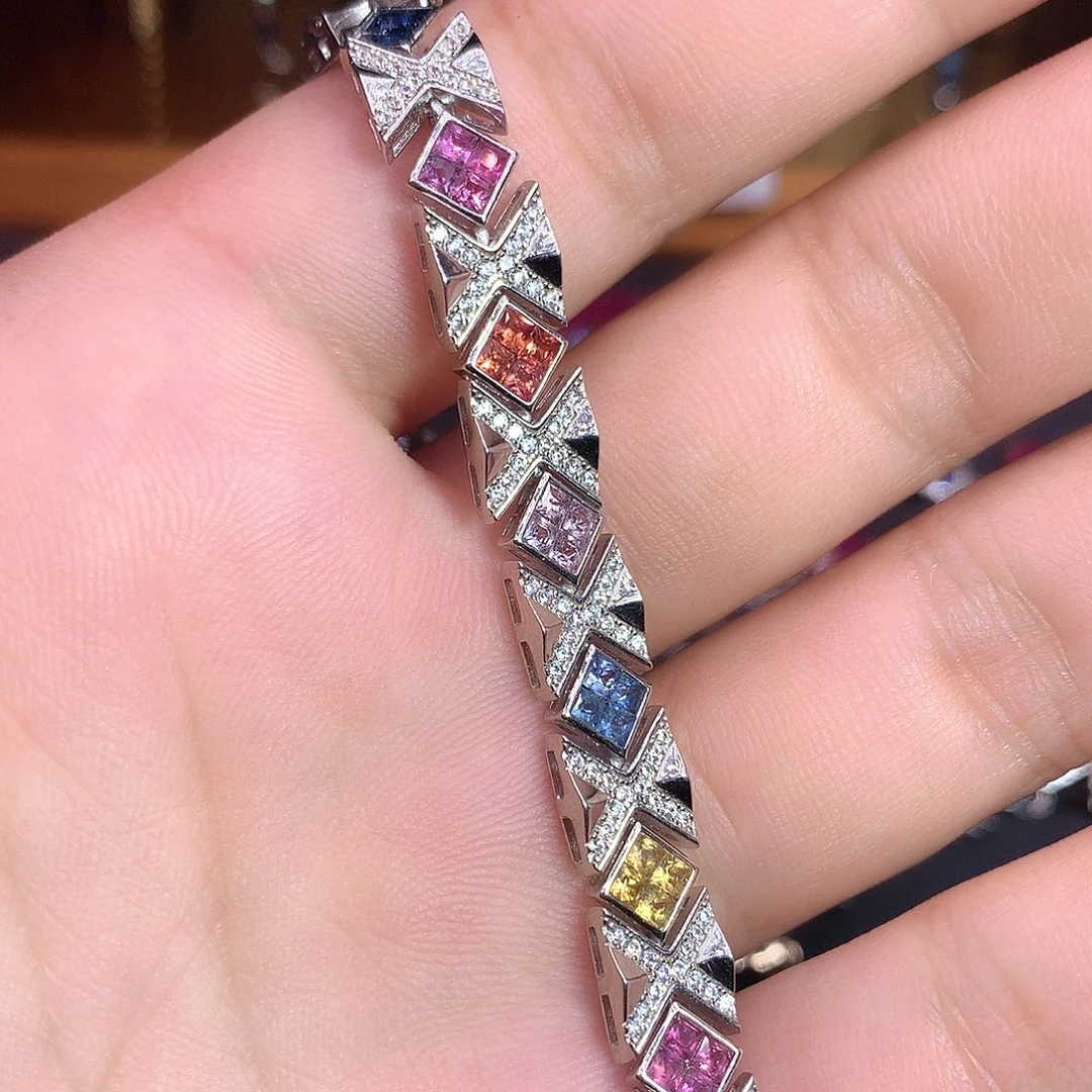 蓝宝石手链银S925镶嵌