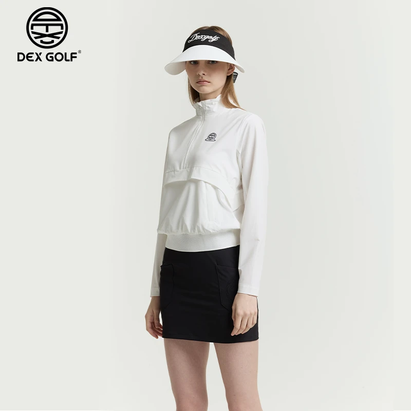 DEXGOLF高尔夫服装女士秋冬6214半拉链烫钻LOGO轻便外套休闲运动