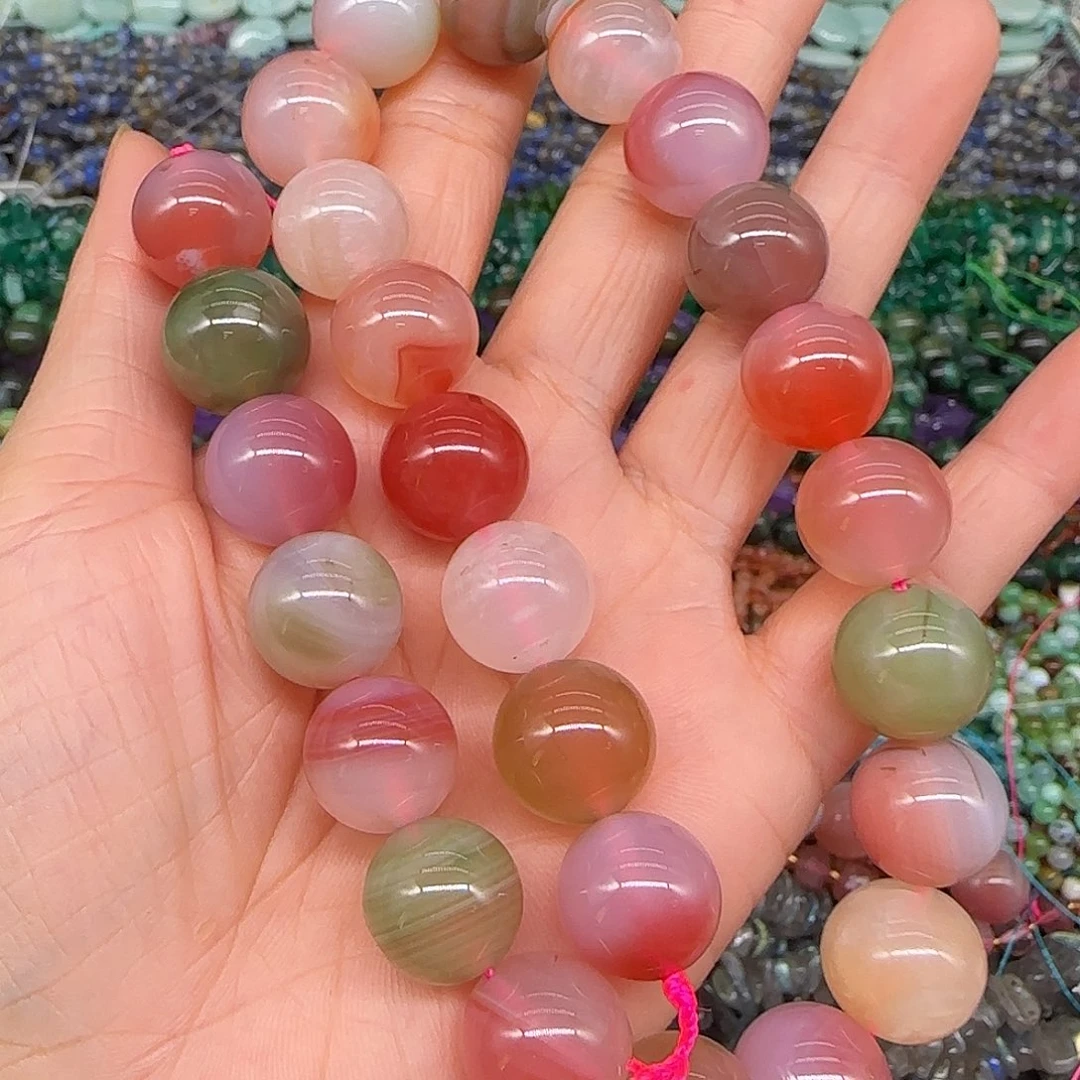 玛瑙/玉髓合金珠宝半成品盐源玛瑙14mm一条