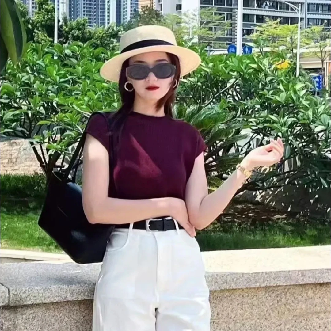 商场同款2025夏季新品款百搭圆领无袖针织衫背心上衣63167