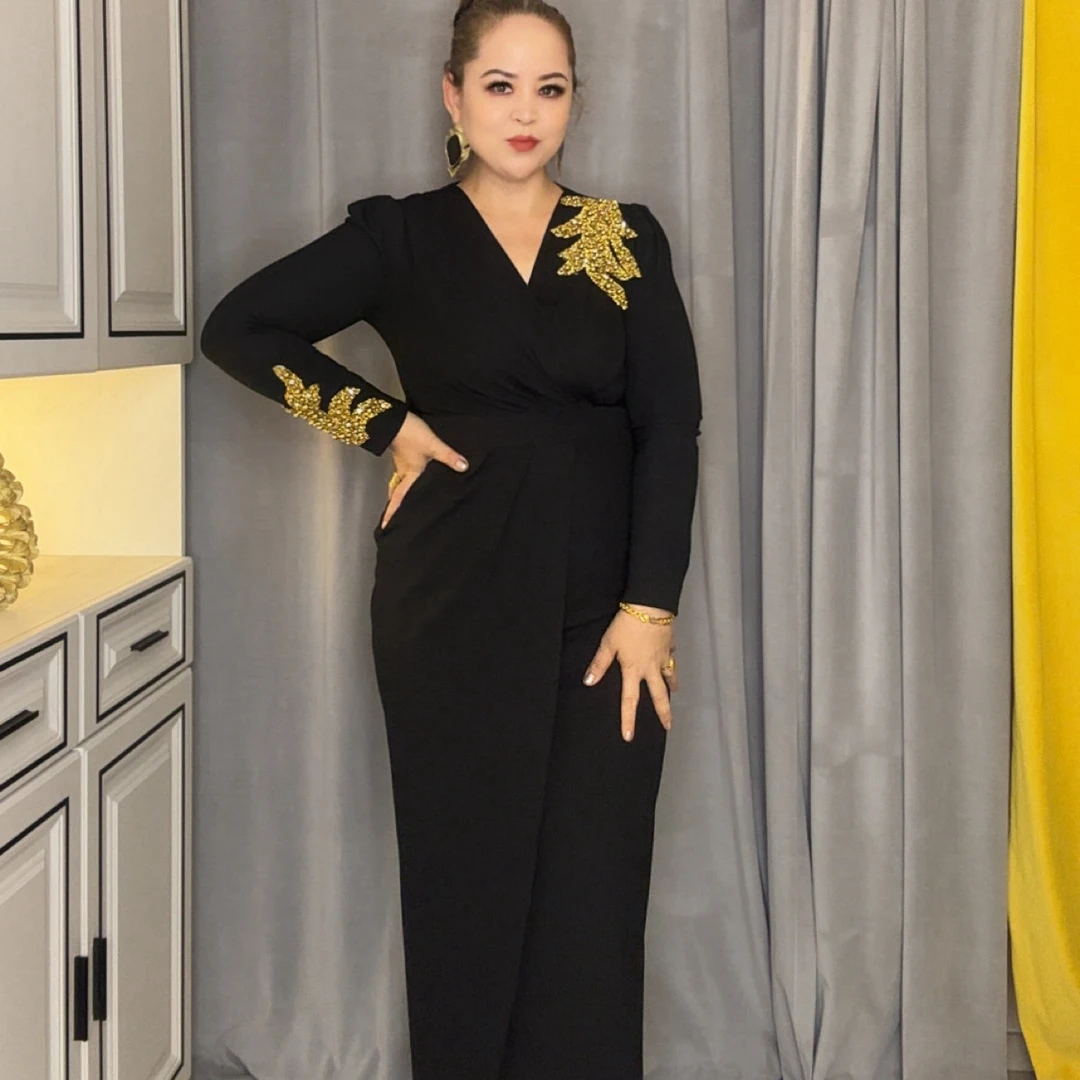 新款秋季长袖高腰修身开叉气质长裙连衣裙كۆزلۈك كۆينەك