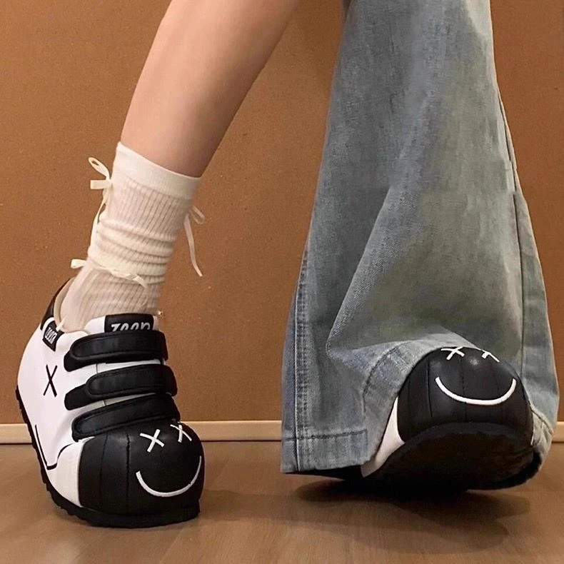 魔术贴面包大头鞋女2025新款夏季厚底增高鞋休闲板鞋运动小白鞋子