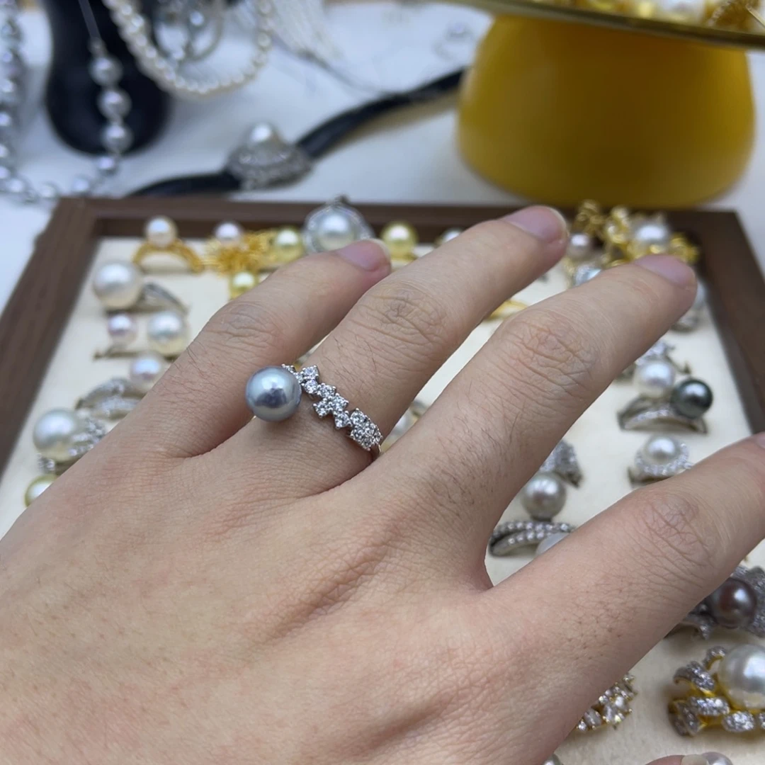银S925镶嵌海水珍珠戒指