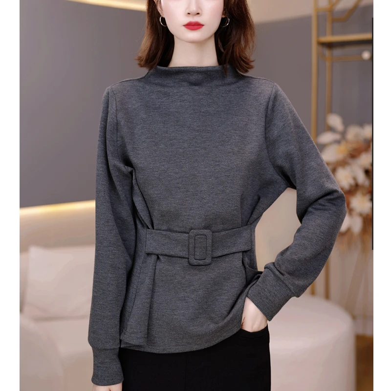 气质百搭半高领长袖T恤女2025秋冬新款显瘦上衣 3033