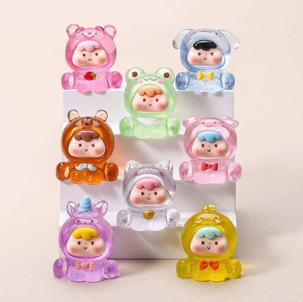 直播拆【九宫格+许愿色】高透动物崽崽可爱创意DIY树脂摆件