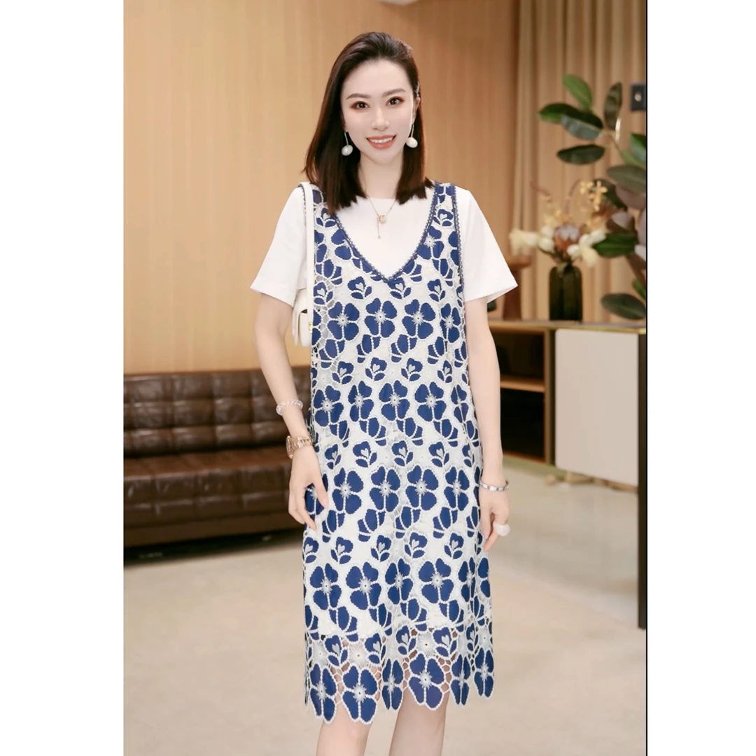 林果&季得 【梦在彼岸】时尚减龄气质百搭女士款真两件套裙