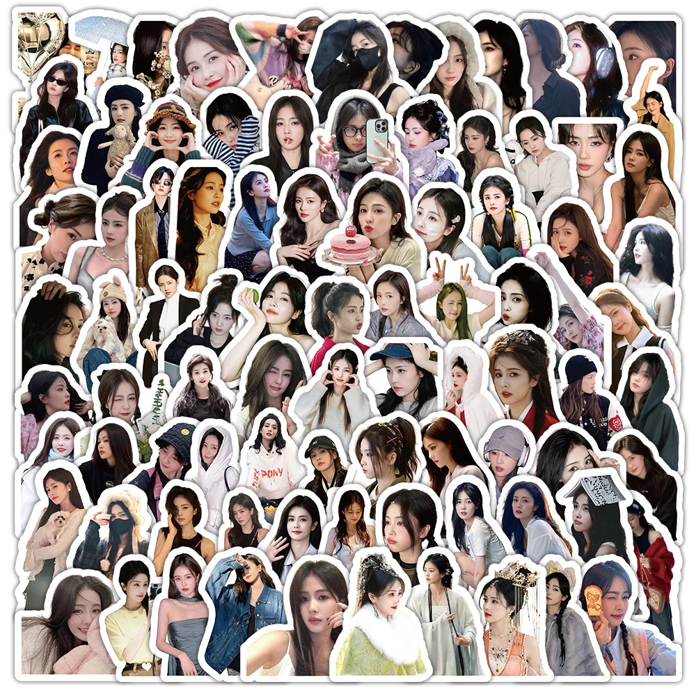 白鹿三代赵露思贴画明星周边鞠婧祎可TF张100滴胶高颜值贴纸明星