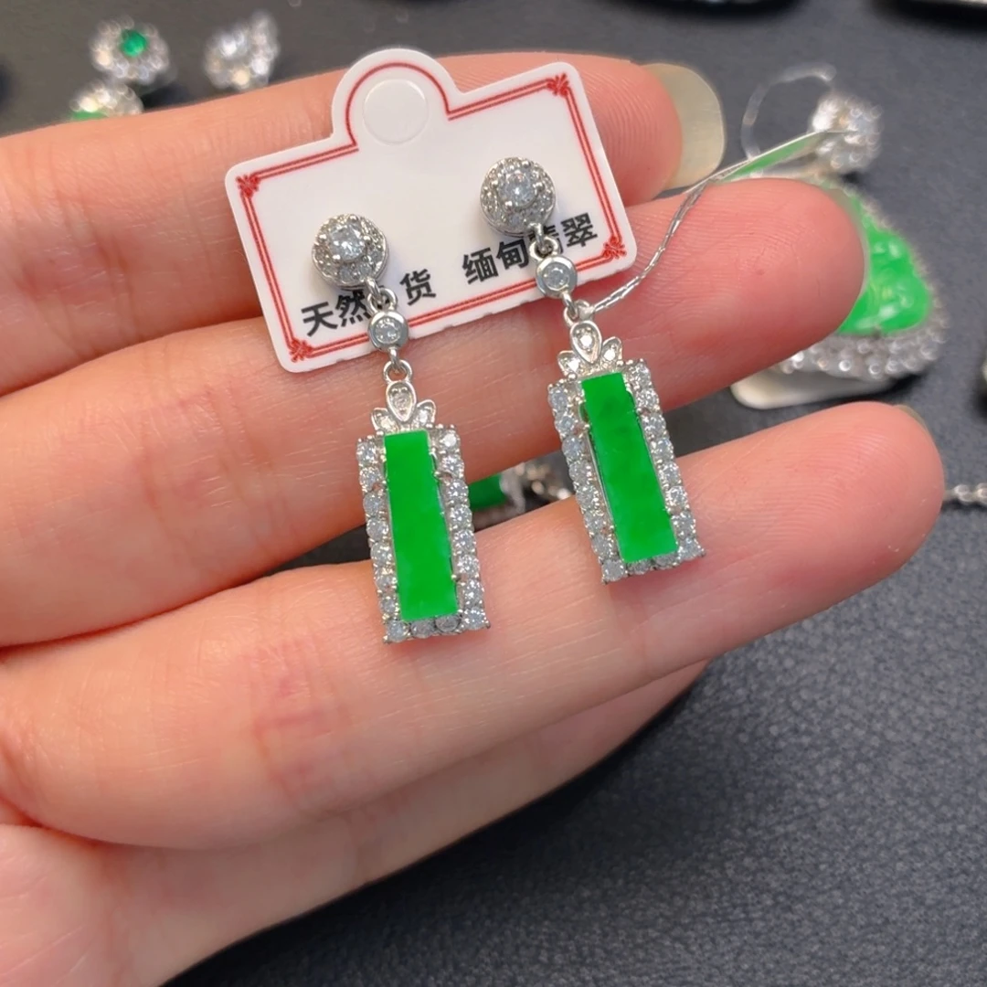 翡翠银S925镶嵌吊坠(不含链)耳坠