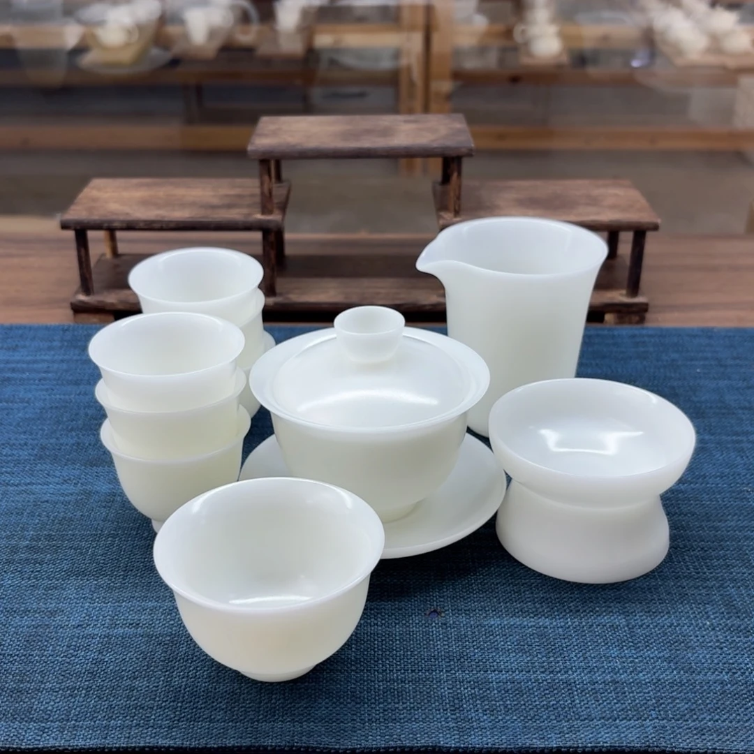 素烧璞玉冰种玉瓷茶具