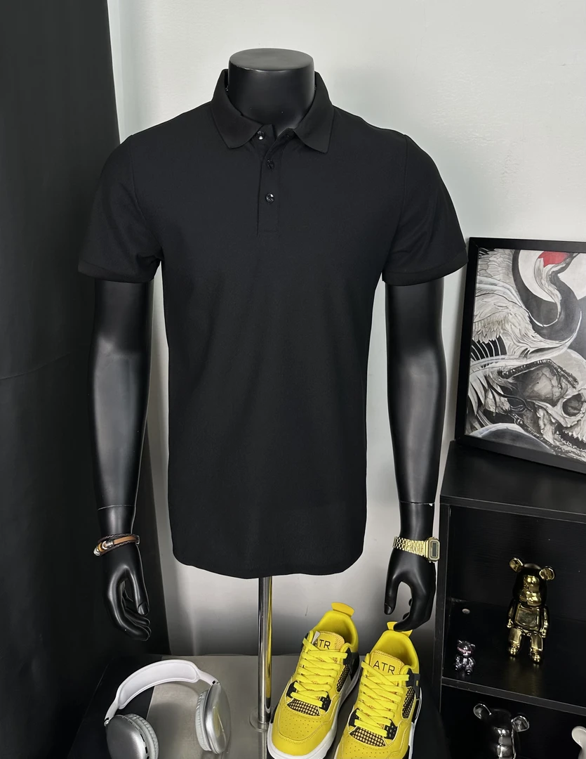 纯色polo衫男短袖夏季简约翻领T恤美式商务男装上衣修身型透气