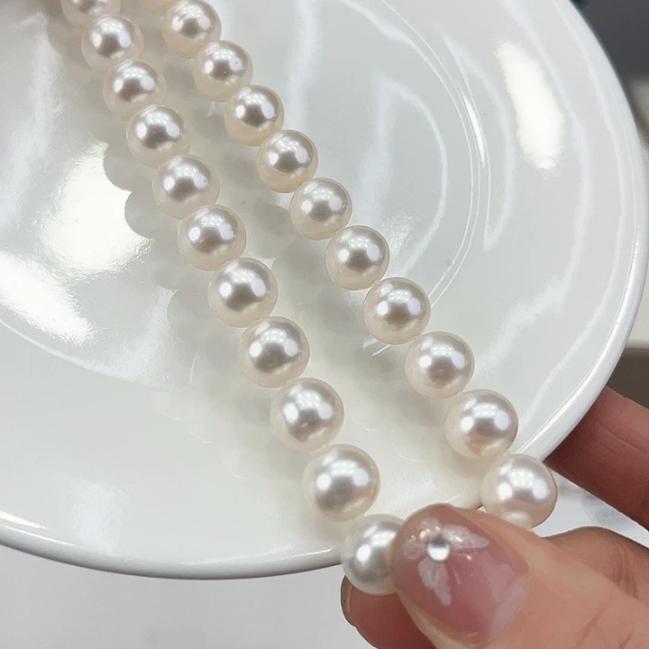 淡水珍珠颈饰银S925镶嵌卡10➕极光白炫彩高品