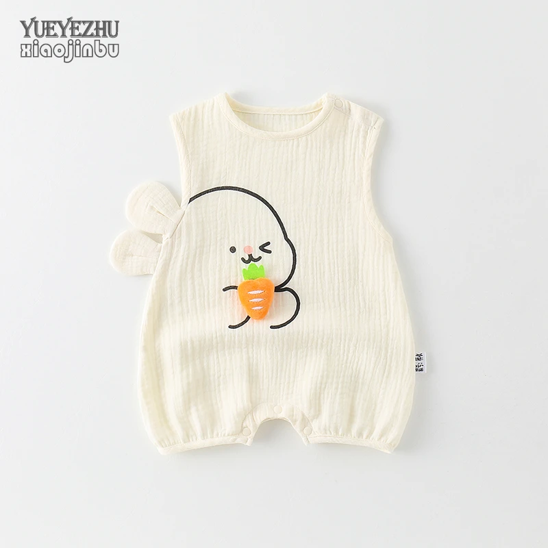 宝宝棉纱衣服夏季薄款背心婴儿连体衣夏装韩版可爱新生儿哈衣外穿