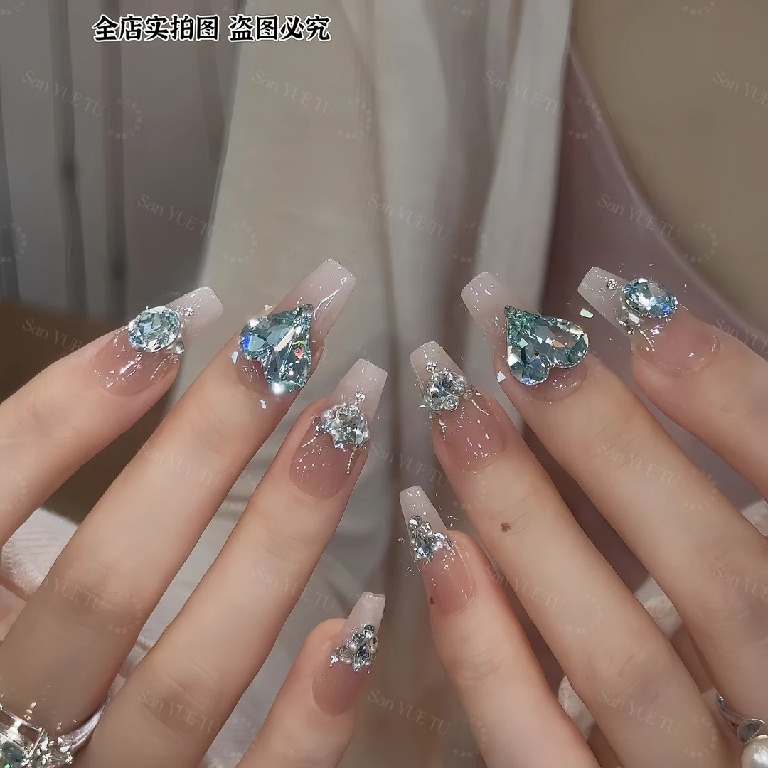 山谷幽兰-【主钻华子】夏季爆闪气质法式指尖款 可拆卸穿戴甲