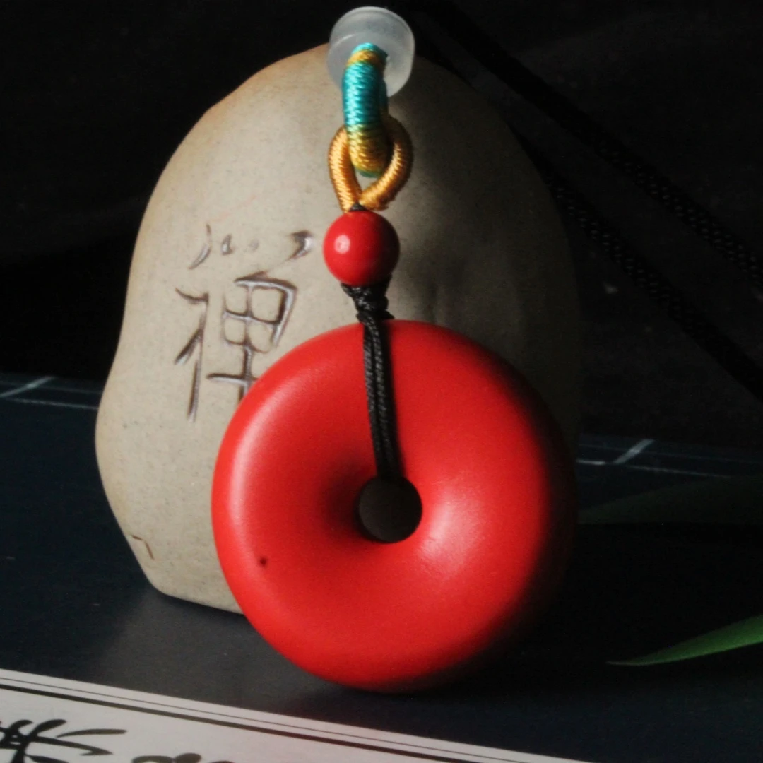 含辰砂工艺品天然高含量水飞砂平安扣面包扣吊坠