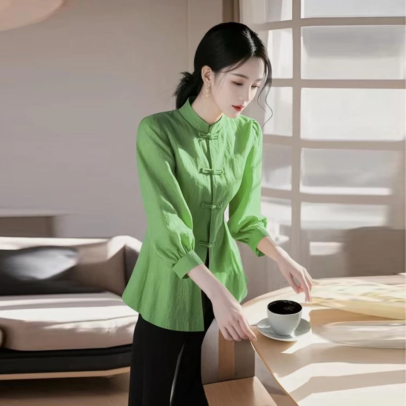 新中式国风气质盘扣衬衫女2025春夏时尚高级感小个子爆款洋气上衣