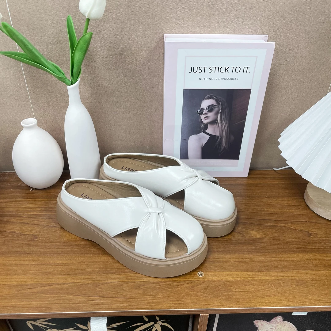 8899米白厚底包头拖鞋玛丽珍女2025夏季新款时尚百搭休闲软底防滑