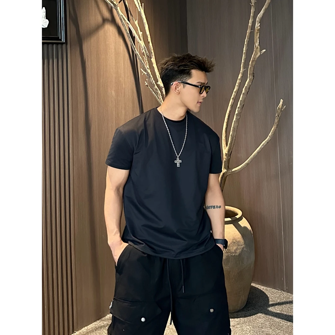 【Mark马克】男士休闲健身显肌肉小袖口圆领短袖型男百搭情侣简约