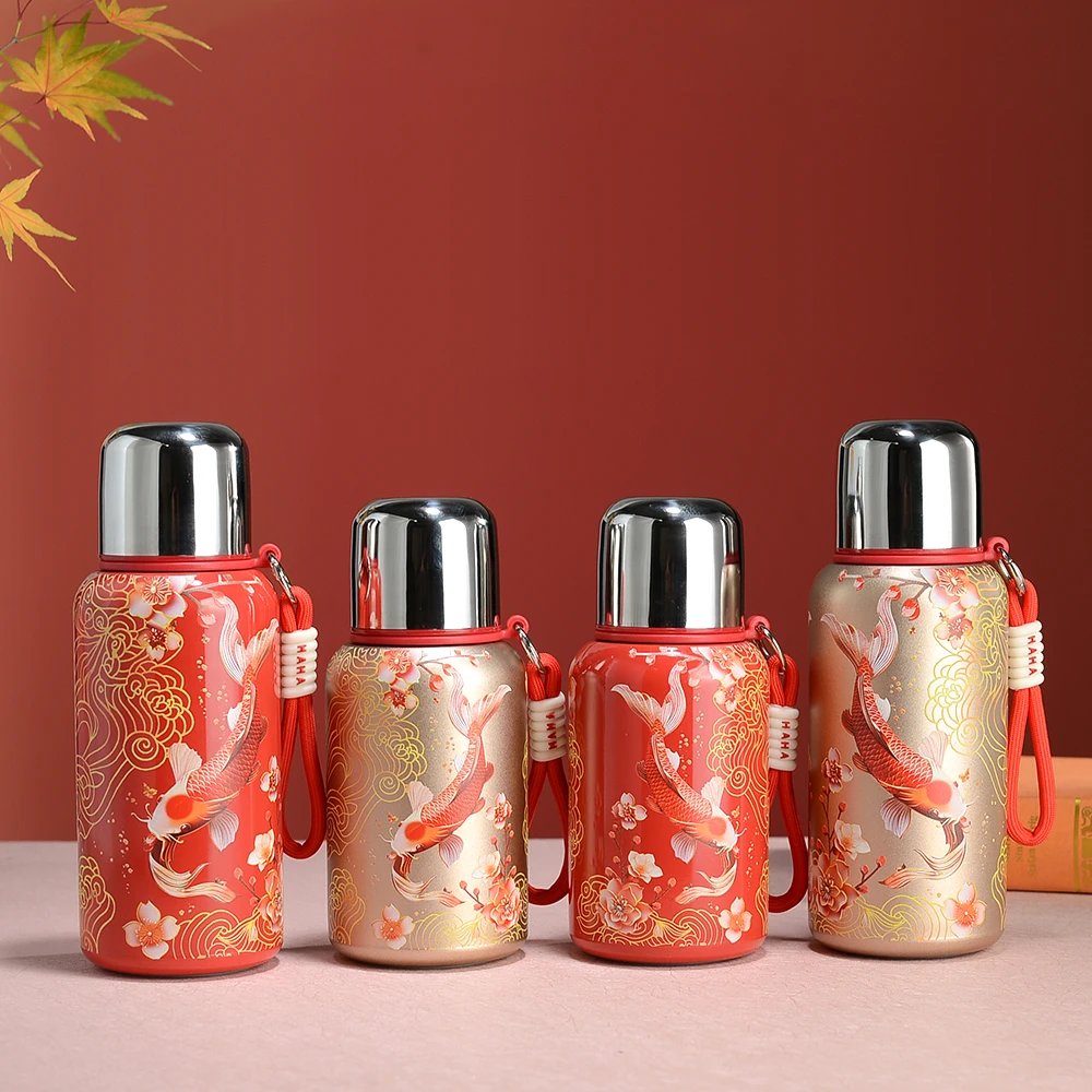 【年货节】爆款316锦鲤好运保温杯高颜值大容量提绳杯便携车载水杯