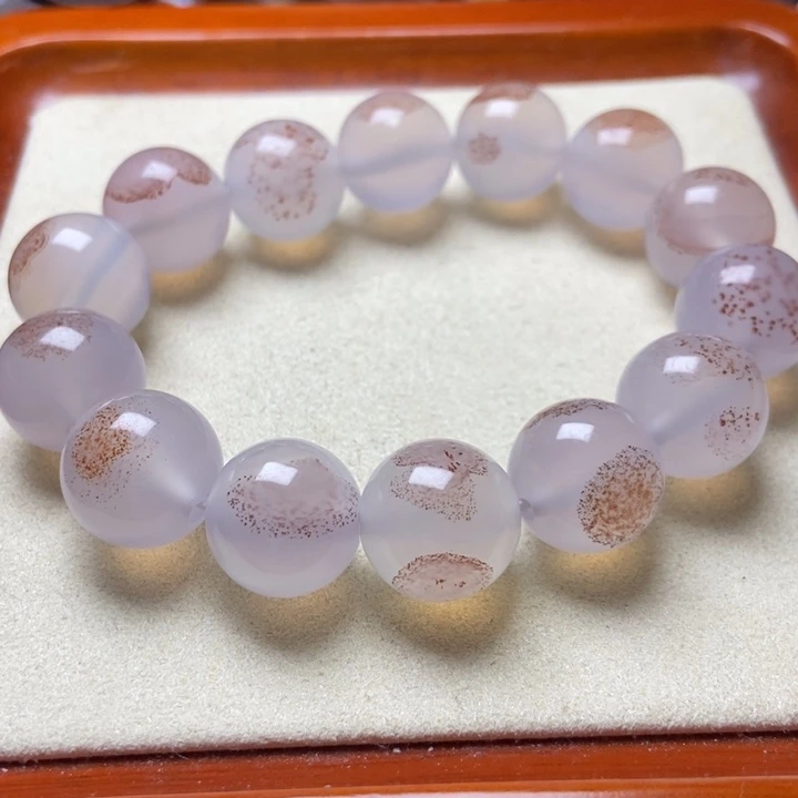 玛瑙/玉髓未镶嵌手串冰紫罗兰底 满飘纱一珠一景儿