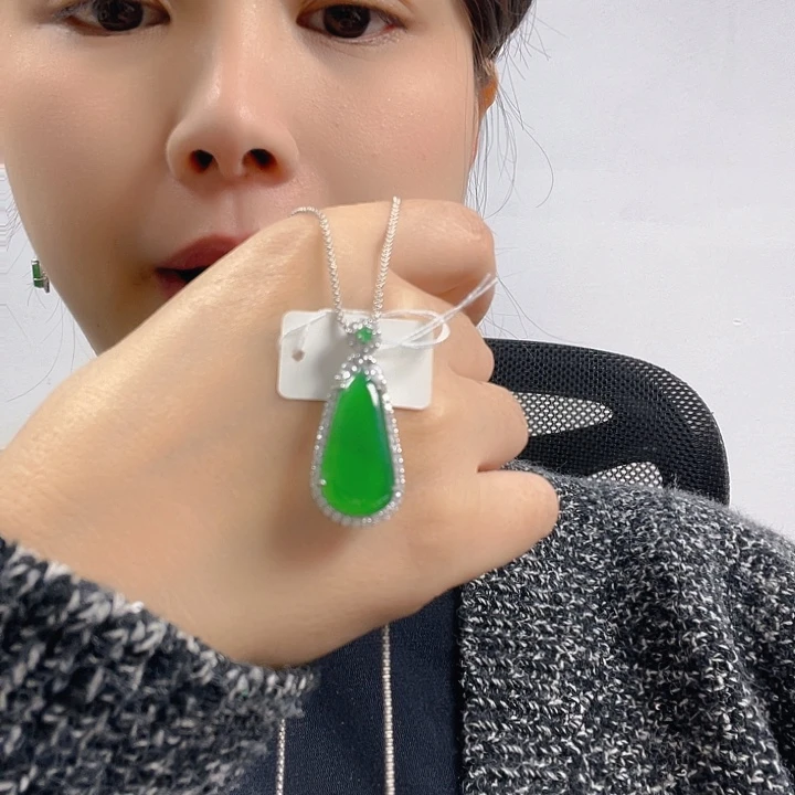 翡翠银S925镶嵌吊坠(不含链)