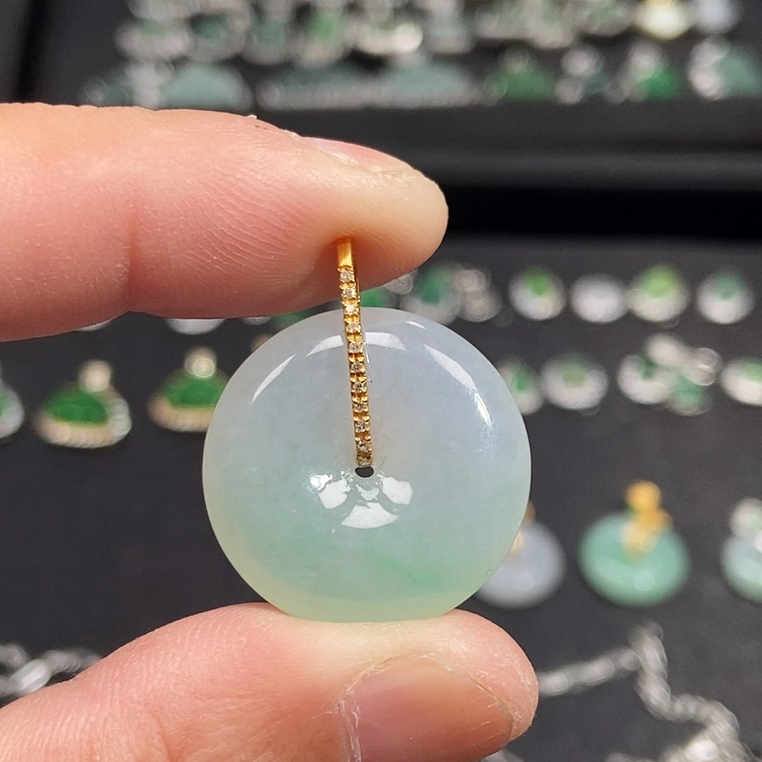 翡翠18K金镶嵌吊坠(不含链)