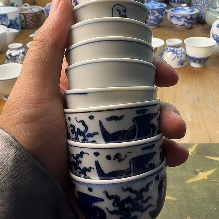 明***我青花杯子茶具瓷器