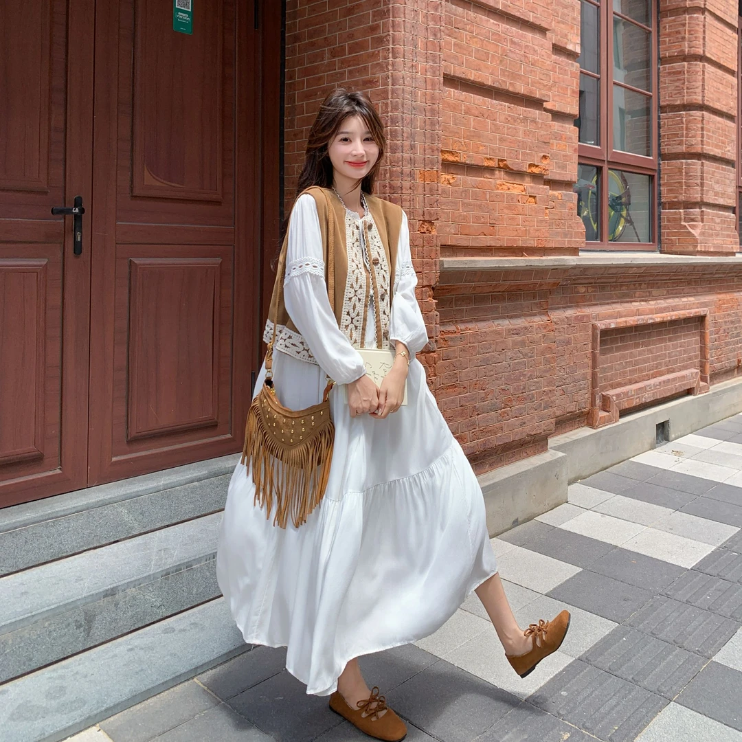 法式撞色拼接设计感套装女2025早秋新款气质显瘦马甲连衣裙两件套