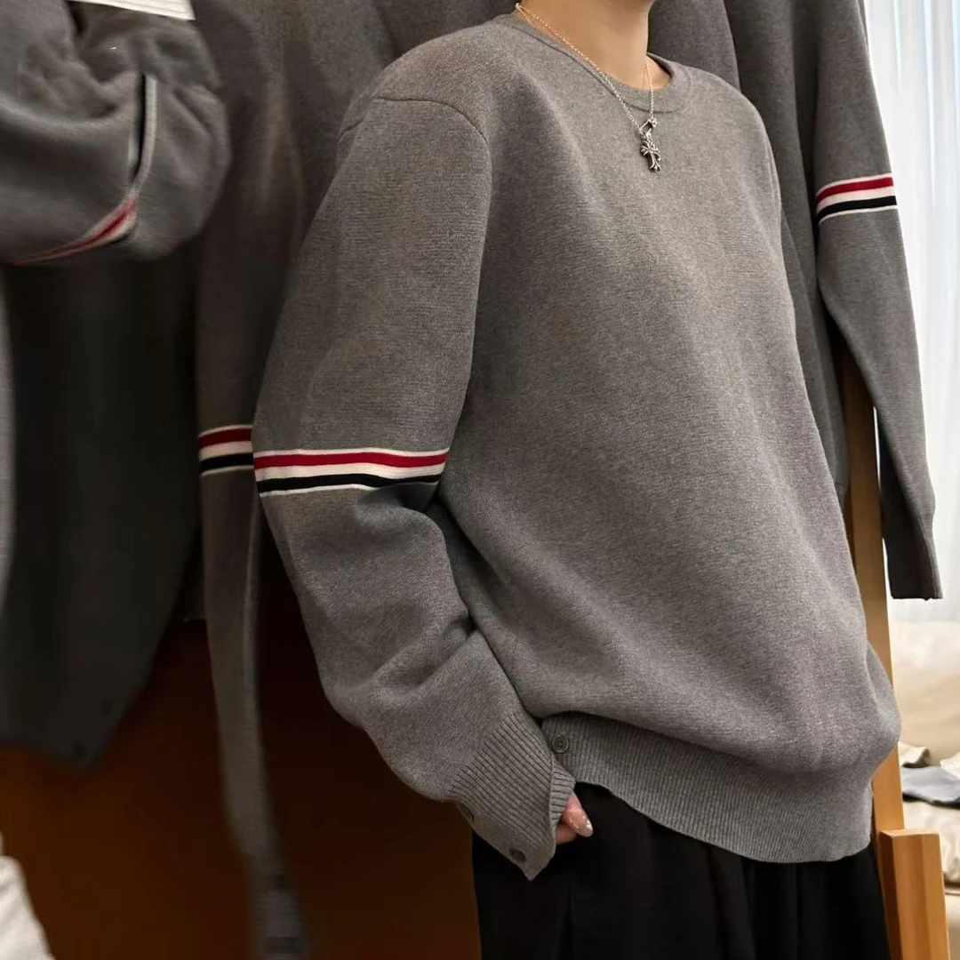 【T2025B】秋季新款织带针织圆领卫衣简约保暖搭子长袖男女同款