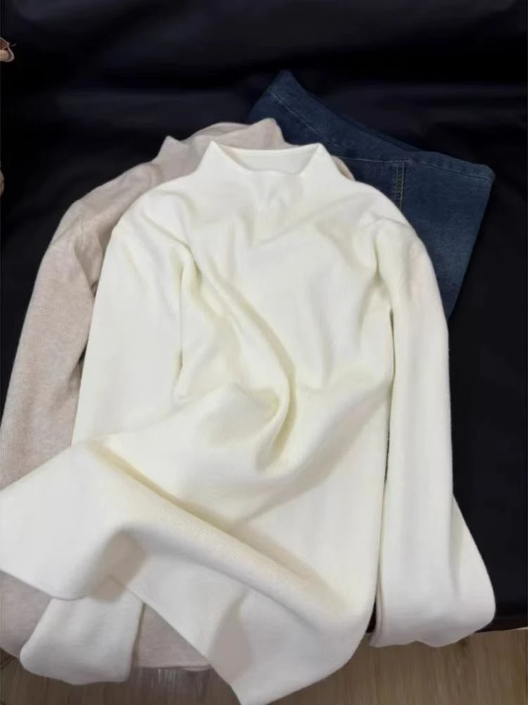 冬季新款半高领打底衫女秋冬内搭修身软糯毛衣