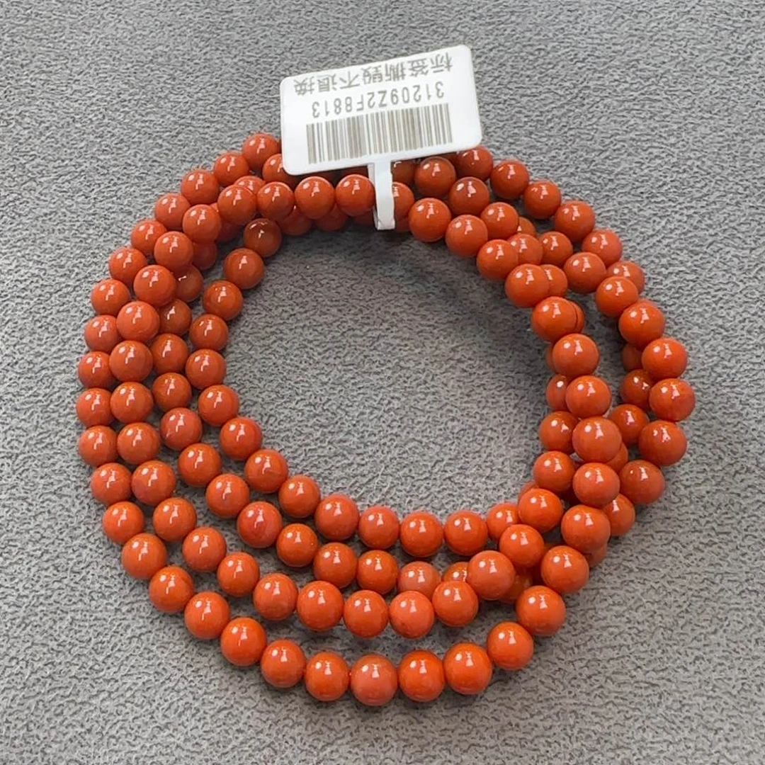 南红玛瑙手串未镶嵌瓦西纯色柿子红5mm多圈