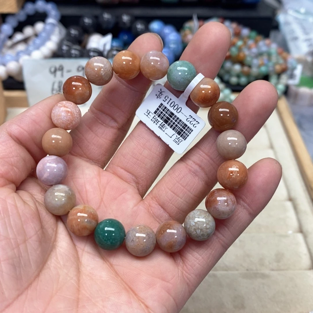 硅化珊瑚（珊瑚玉）手链未镶嵌追*❥131