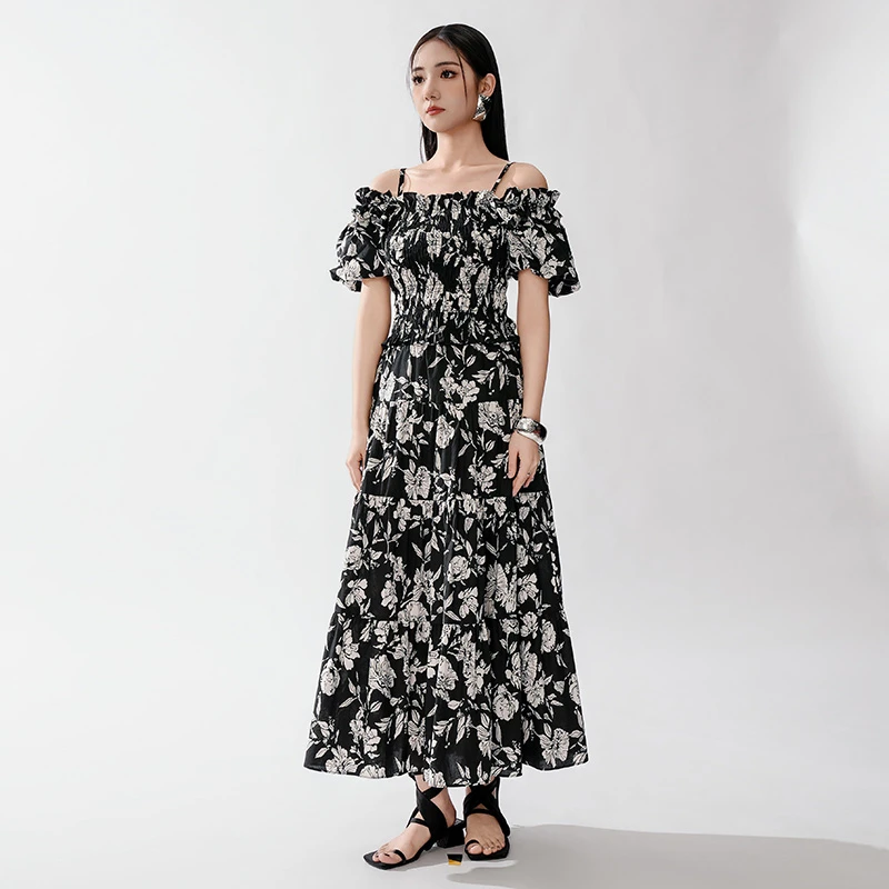 【粉丝专享】碎花显瘦气质高腰梭织长半裙842268