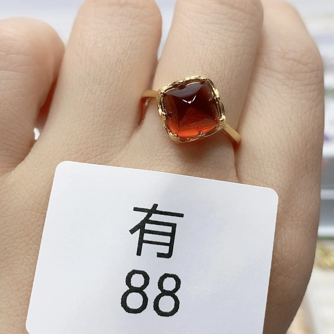 石榴石戒指银S925镶嵌有88