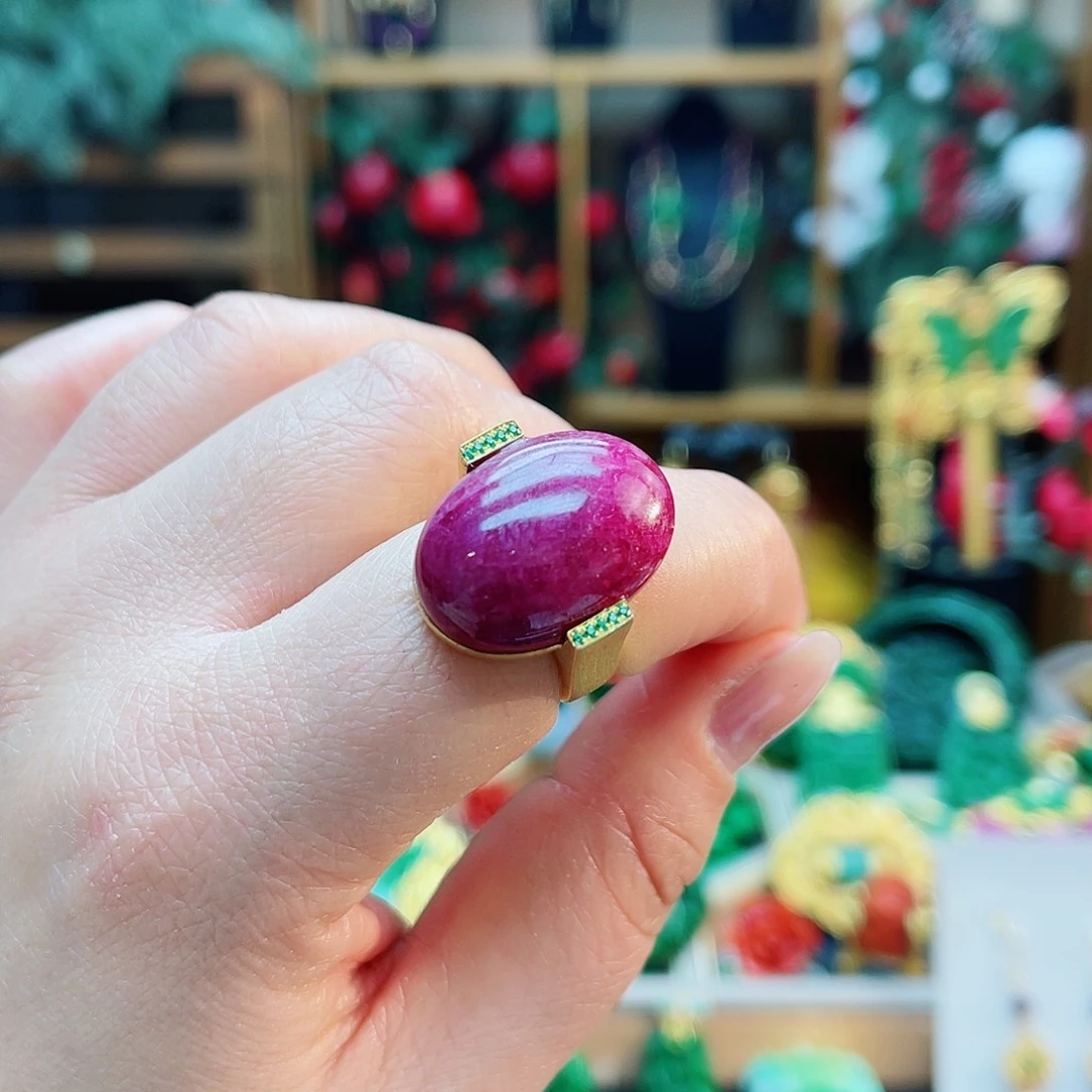 银S925镶嵌戒指红宝石48小时鉴赏期