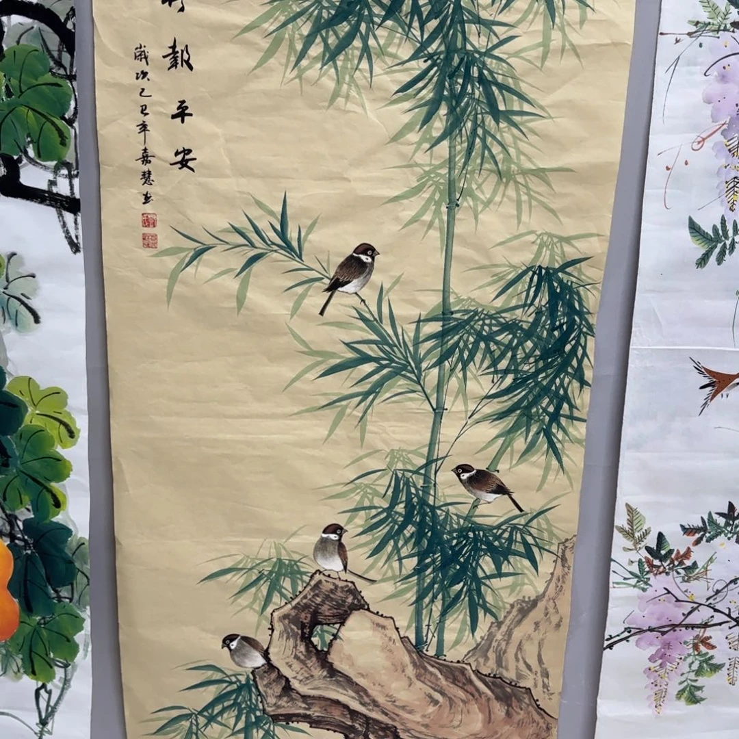 国画你*尺寸70X138手绘作品