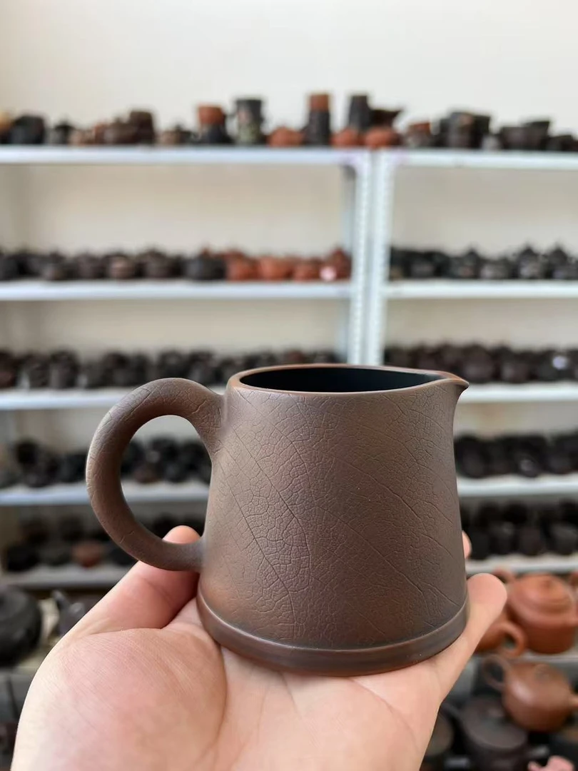 建水紫陶叶脉纹陶瓷公道杯复古正宗建水紫陶茶具家用分茶云南泡茶