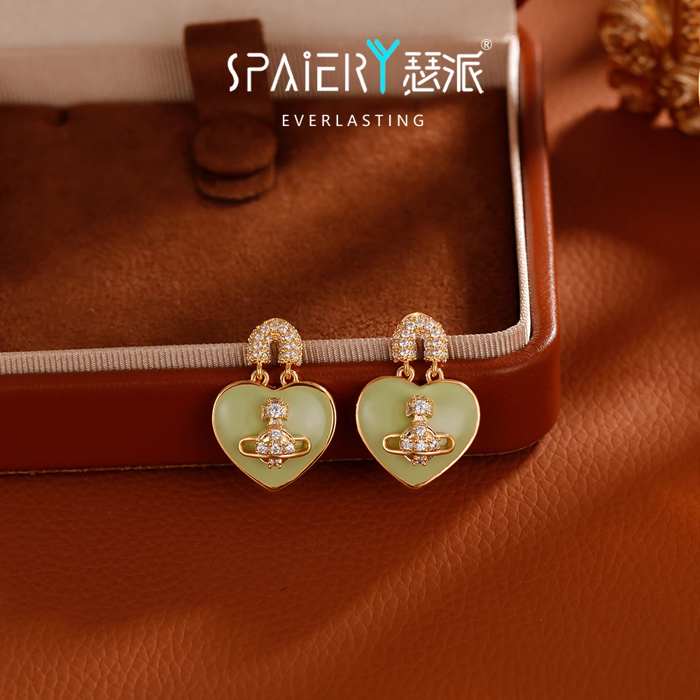 合金耳饰 【5313】小香风轻奢爱心星球耳钉珐琅滴釉高级感耳环耳饰