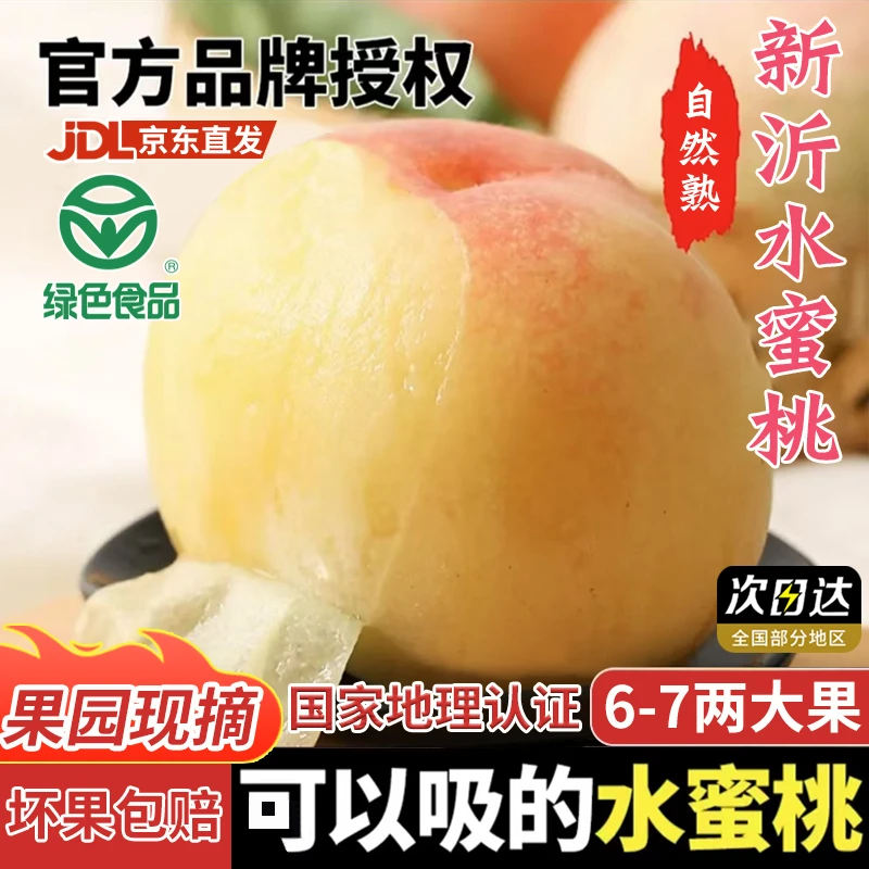 第二盒半价【次日达】7-6两/8只新沂水蜜桃300g礼盒装纯绿色食品可