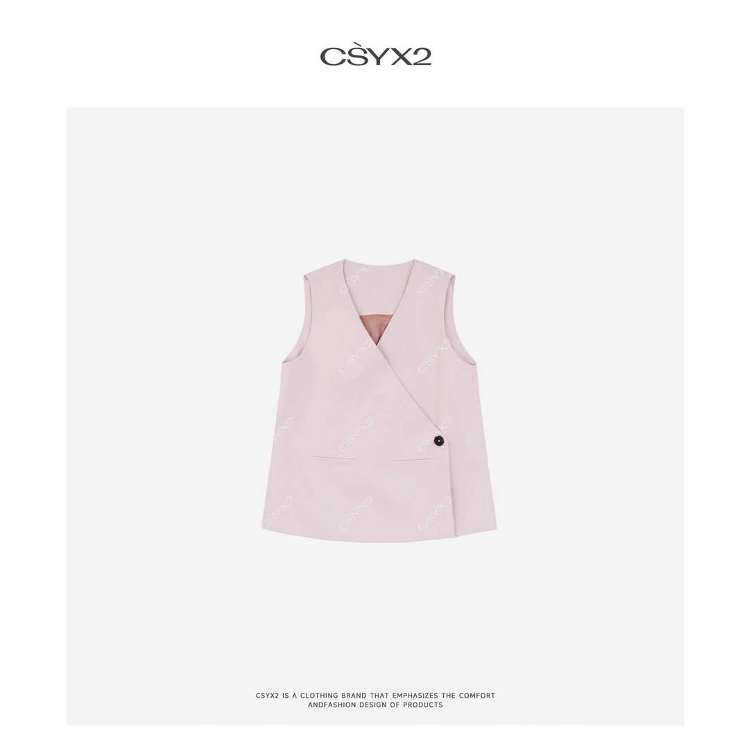 CsyX2-2025S/S早秋新款“粉桃花”100棉简约马甲CA5CJ001