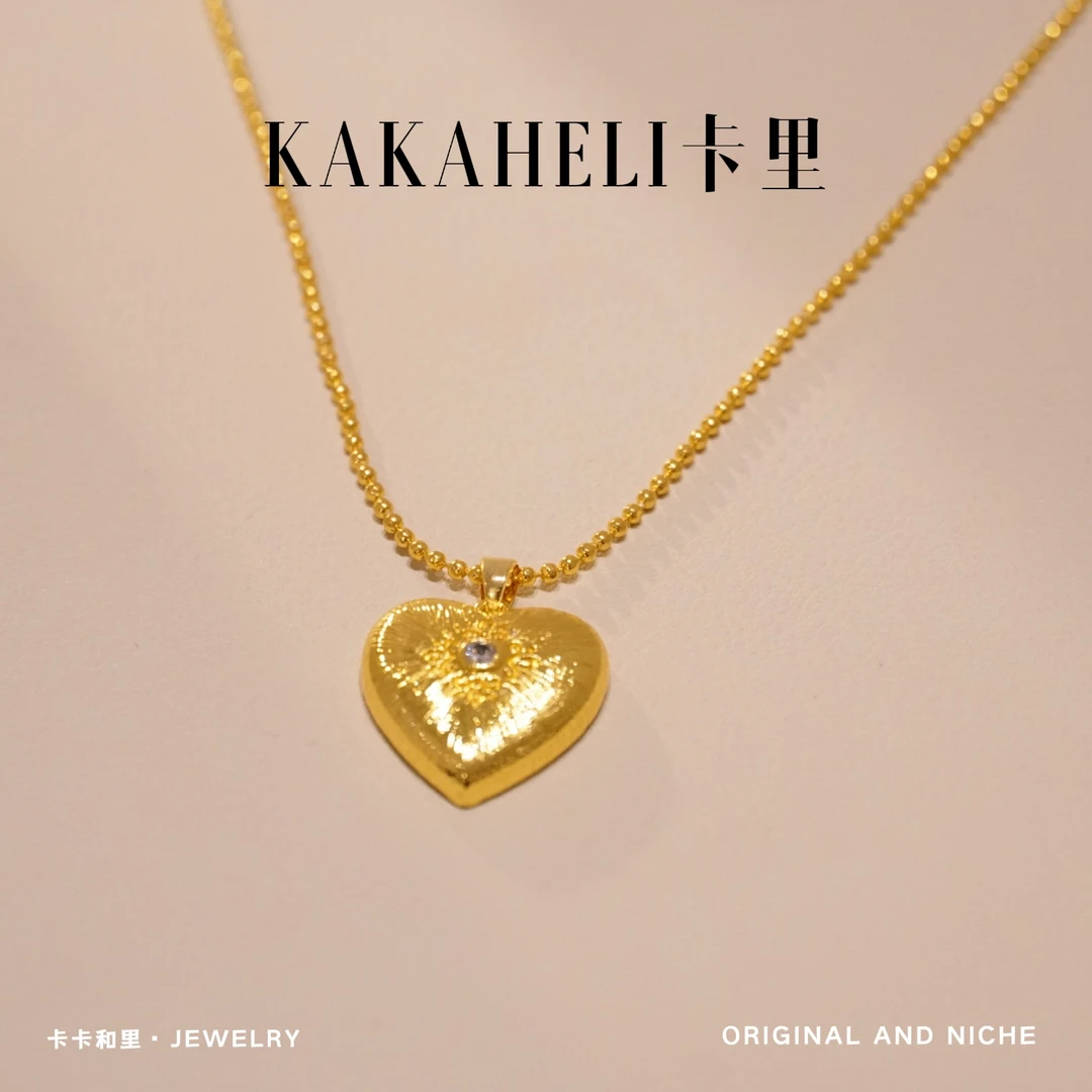 钛钢项链 黄油曲奇少女爱心坠链 A1194