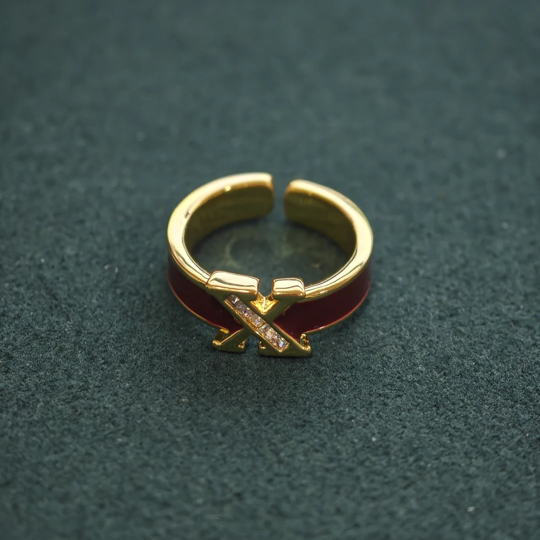 铜合金合成锆石戒指 【D1211】百搭轻奢开口戒指