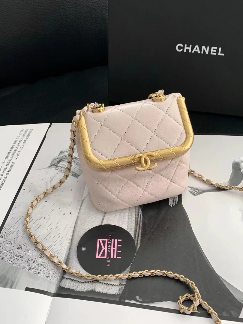 95新 Chanel/香奈儿 裸粉色手工坊盒子包 13223805